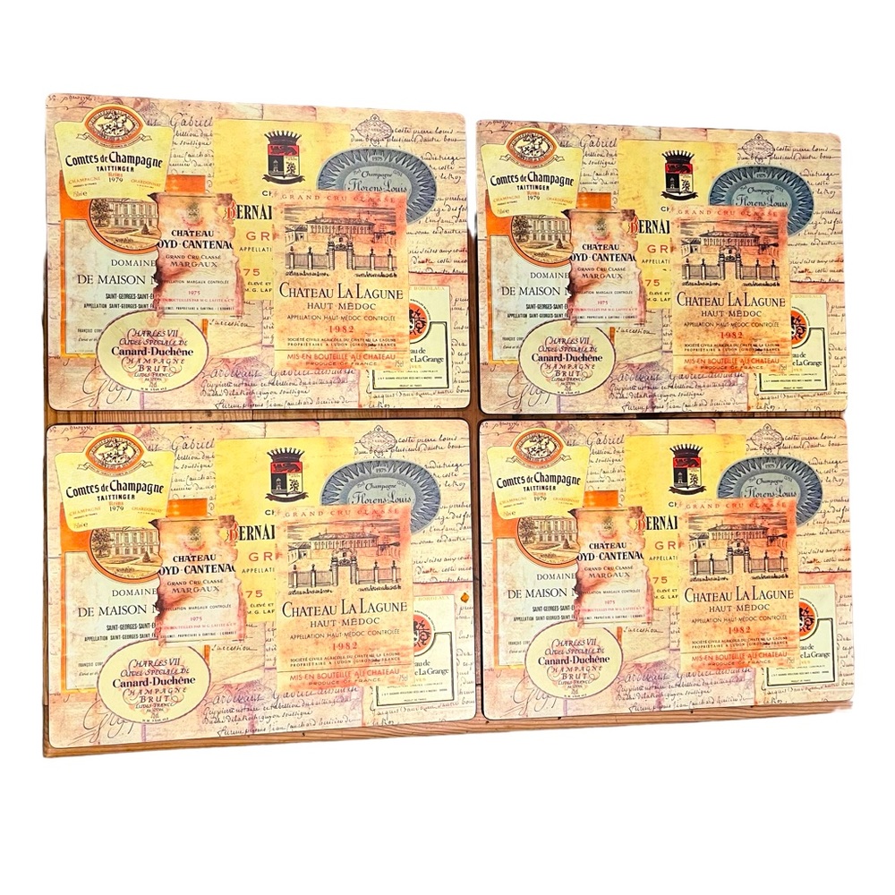 Lady Clare Placemats Continental Chateau Labels, Set of 4 Large 15.5 x 11.5"